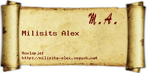 Milisits Alex névjegykártya